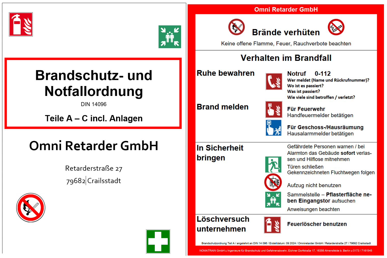 Brandschutzplan 6 brandschutzordnung din 14096, Brandschutz- und Notfallordnungordnung