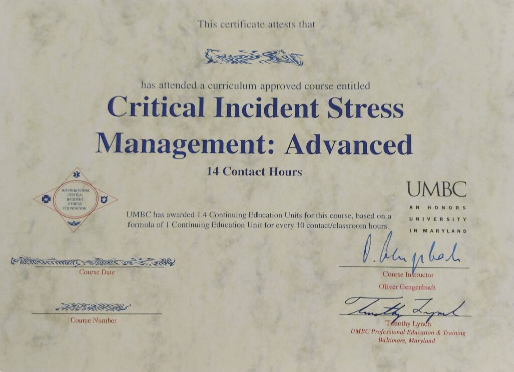 Zertifikat Critical Incident Stress Management (CISM)